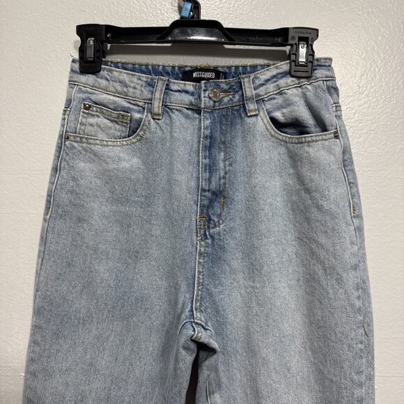 Missguided Womens Jeans Sz 2L High Rise Straight Leg Light Wash Blue Denim Pants - Picture 2 of 15
